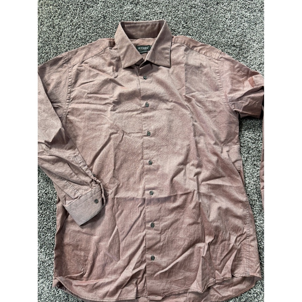 St Croix Contemporary Mens XL Mauve Cotton Button Down Shirt Made in Italy